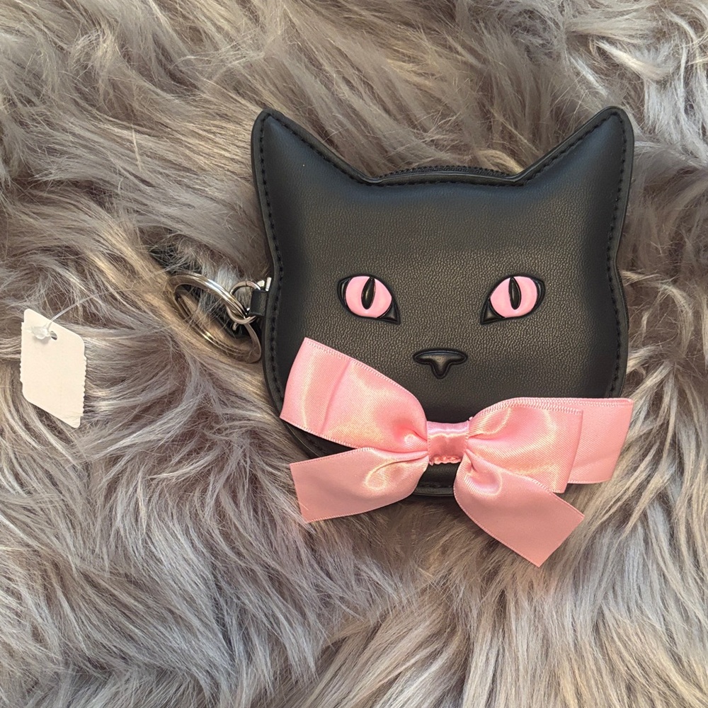 Bath & Body Works Black Cat coin purse with Pink Accents